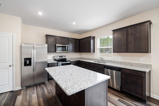 modern kitchen with granite countertops